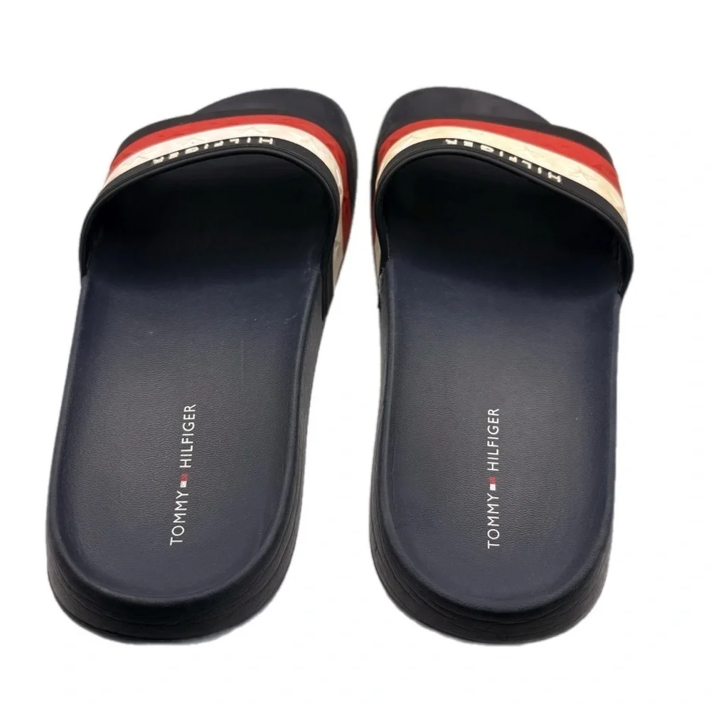 Tommy Hilfiger | Dulce 2 Dark Blue Red & White Slide Sandals Star Studded